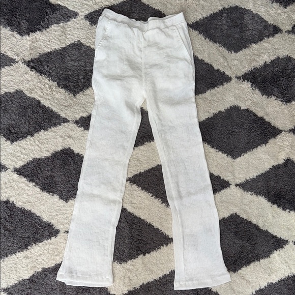 Bershka Pants - Bershka White Straight Leg gauze textured Pants size S